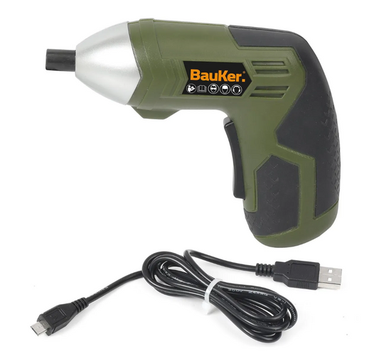 Atornillador Bauker Inalámbrico 4V con Torque 3.5 Nm y Carga USB