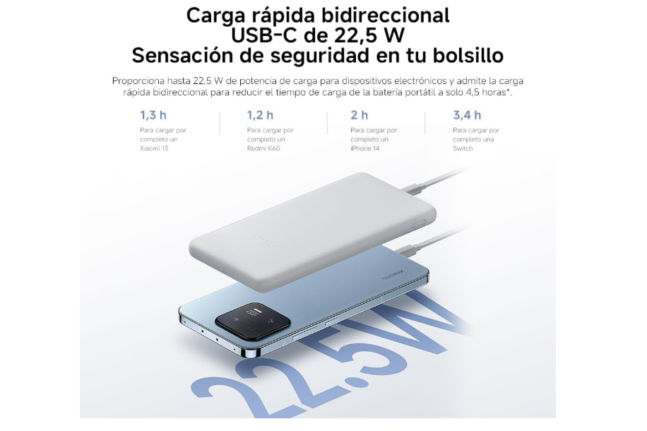 Power Bank Xiaomi 10.000 mAh 22.5W Lite - Gris