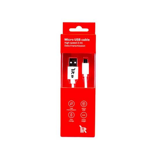 Cable LIT USB-A a Micro-USB de Carga y Datos - Blanco