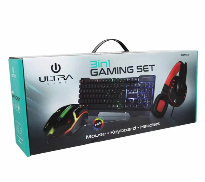 Combo Gamer Ultra COMX3 3 en 1 RGB - Teclado, Mouse y Audífonos