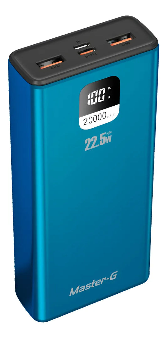Power Bank 20000 mAh 22.5W con Power Delivery – Master-G Azul