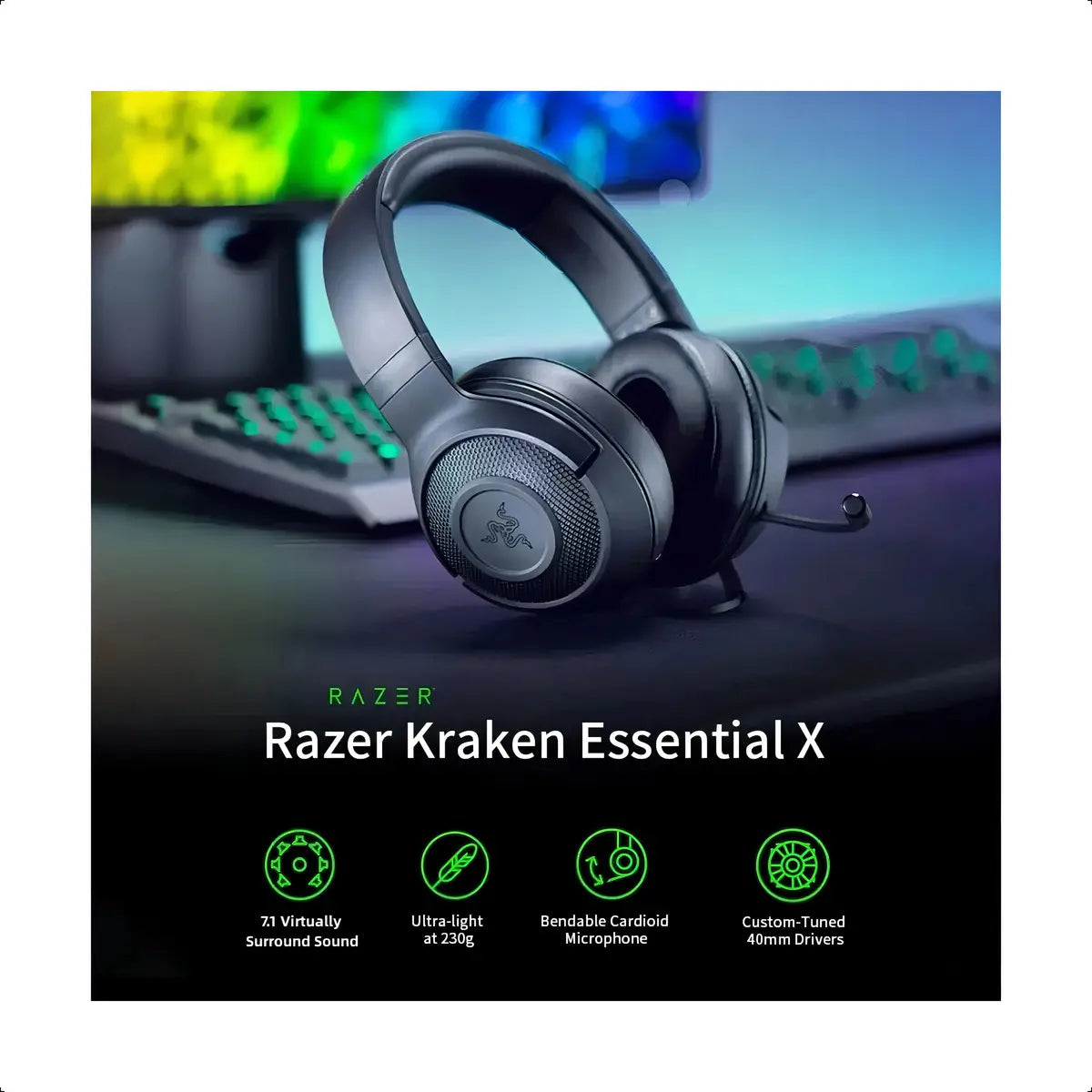 Auriculares Gamer Razer Kraken X Lite Black Color Negro