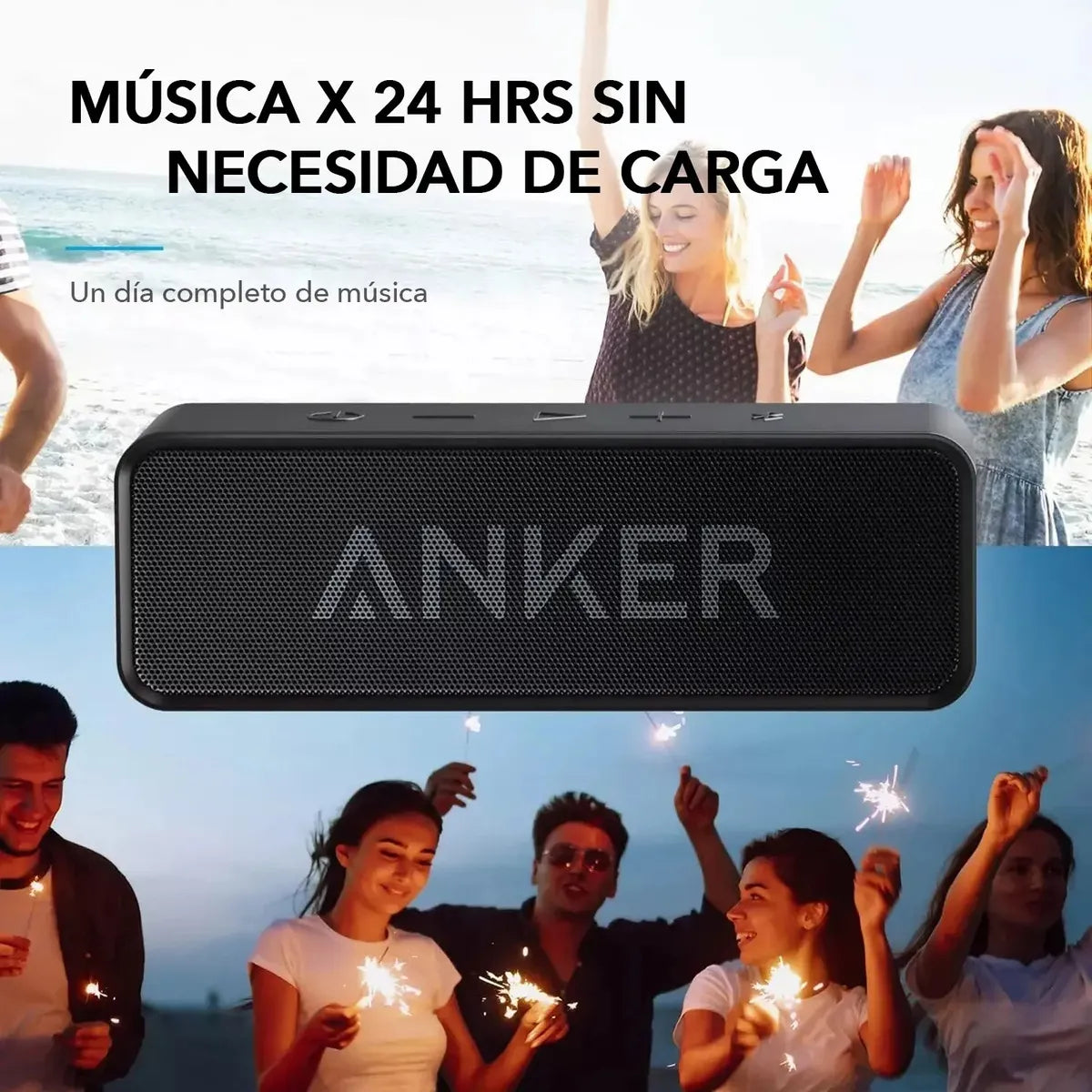 Parlante Bluetooth Soundcore 6W Estéreo Con Subwoofer IPX5 24hrs Negro