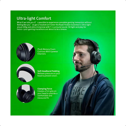 Auriculares Gamer Razer Kraken X Lite Black Color Negro