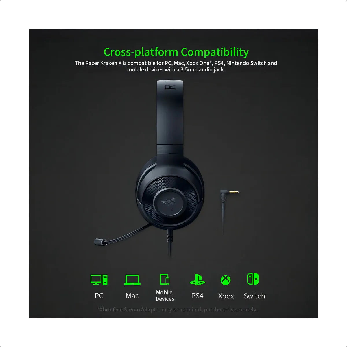 Auriculares Gamer Razer Kraken X Lite Black Color Negro