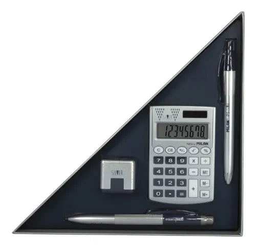 Set de Papelería Milan Edition Box - Calculadora, Bolígrafo Touch y Portaminas