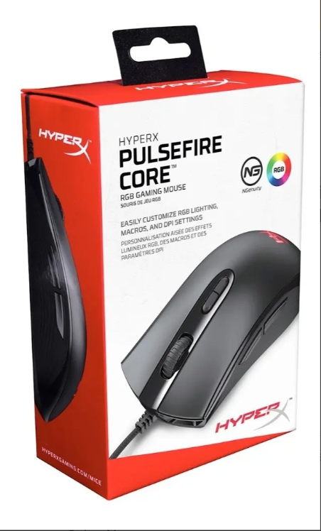 Mouse Gamer HyperX Pulsefire Core RGB 6200 DPI - Negro (Con Cable)